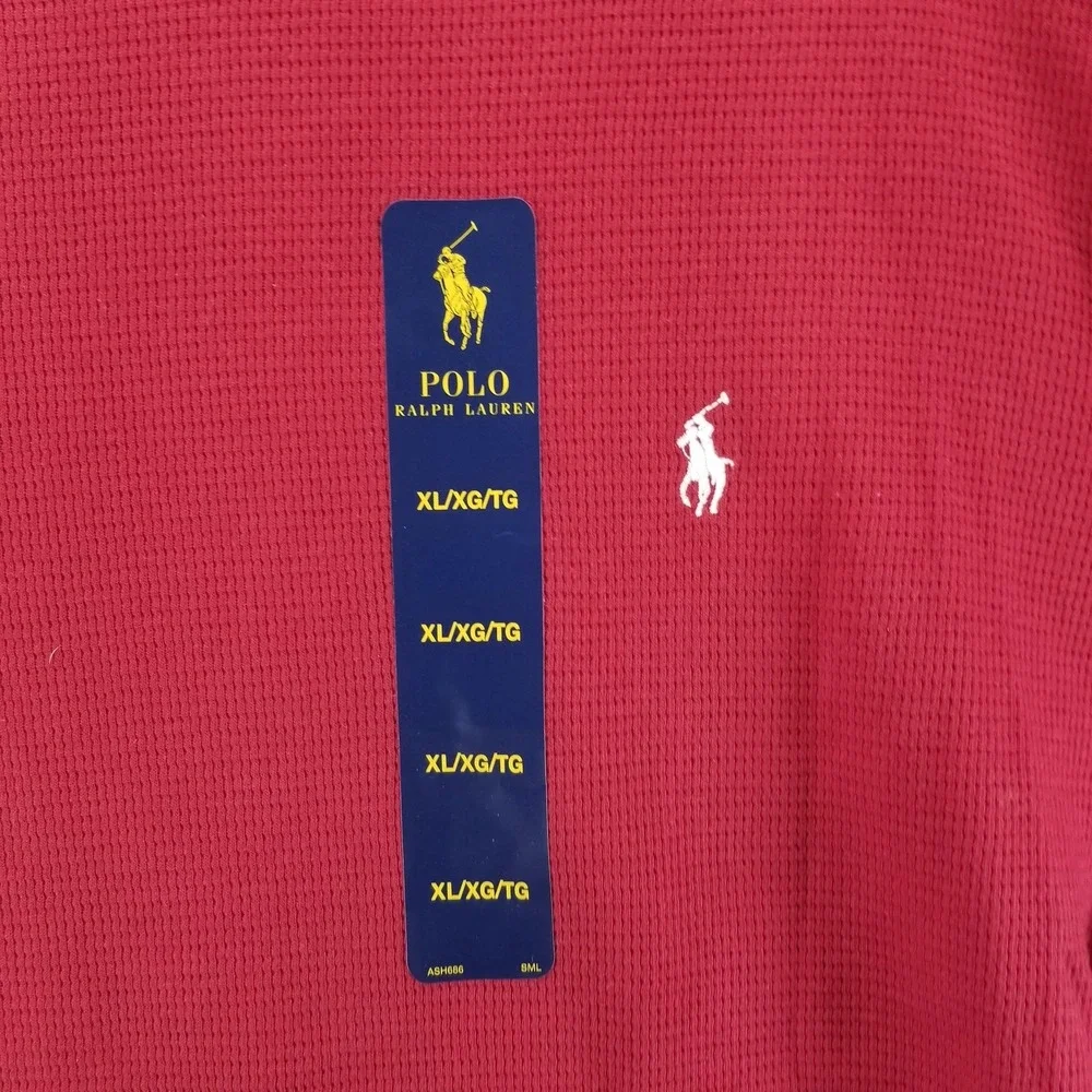 Polo Ralph Lauren Pajama Top Mens XL Red Thermal Sleepwear Crew Neck Long Sleeve
